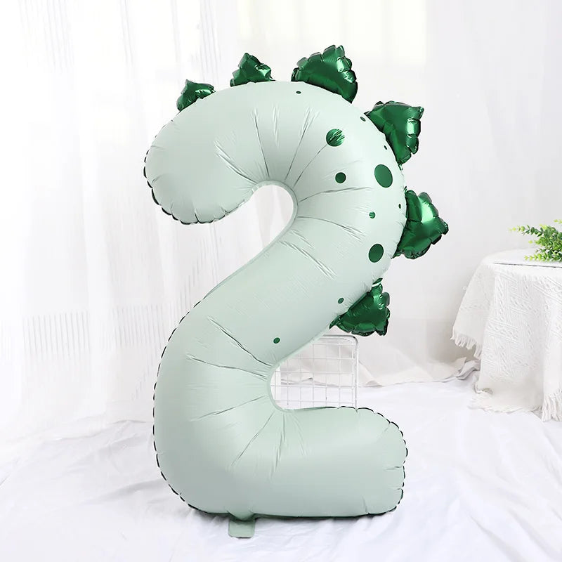 40" Dinosaur Number Foil Balloons – Kids Birthday Party Decor Party Balloons Babs light green-2 40Inch