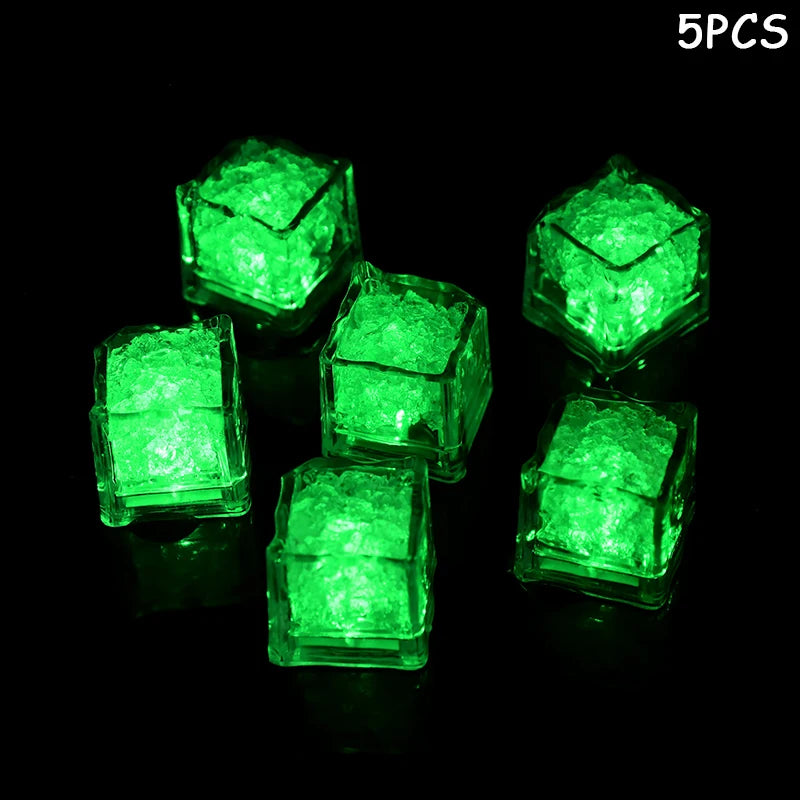 LED Glowing Ice Cubes Multicolor Flashing – Party & Bar Decor LED Party Decoration Babs Green 10pcs