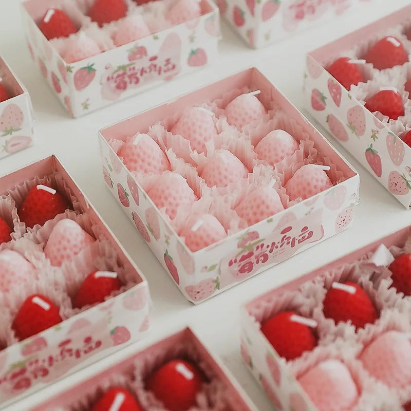 Strawberry Scented Candles Gift Box – Handmade Fruit Candles Scented Candle Set Babs
