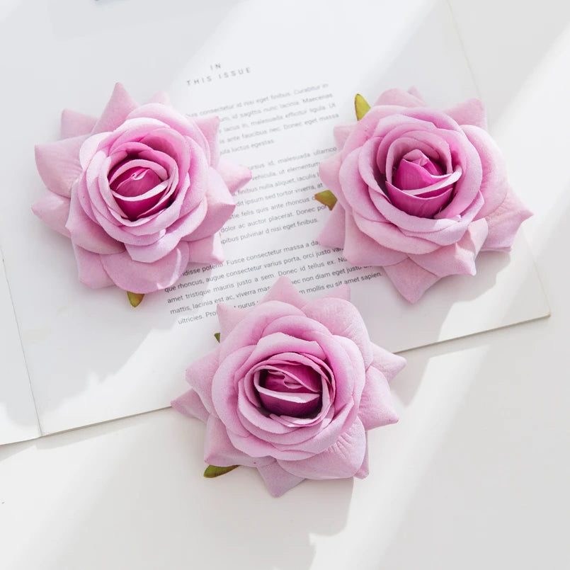 Silk Rose Heads Artificial Flowers – Wedding & Home Décor Artificial Silk Flowers Babs PURPLE 5pcs
