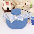 Denim Dog Sun Hat with Ear Holes & Lace Bow | UV Protection Cap Pet Sun Hat Babs Style D