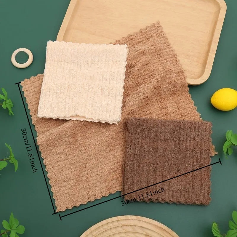 4PCS Brown Polyester Cleaning Cloths for Kitchen & Bathroom Household Cleaning Cloths Babs