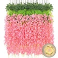 Silk Wisteria Hanging Vine Garland 110cm – 5/10Pcs Wedding Decor Artificial Flower Garland Babs Pink 5Pcs