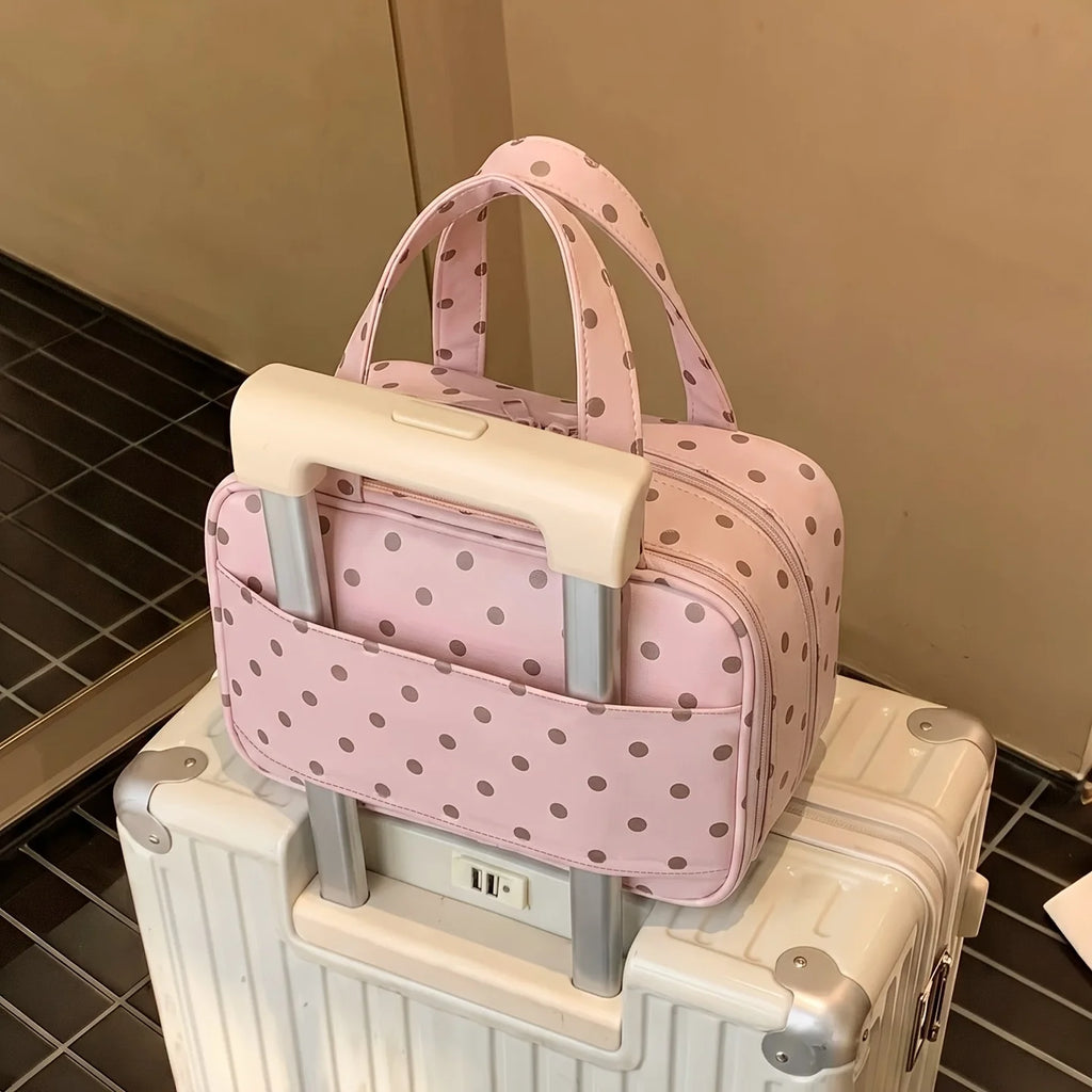 Polka Dot Makeup Bag – 3-Layer Travel Toiletry Organizer Travel Makeup Bag Babs
