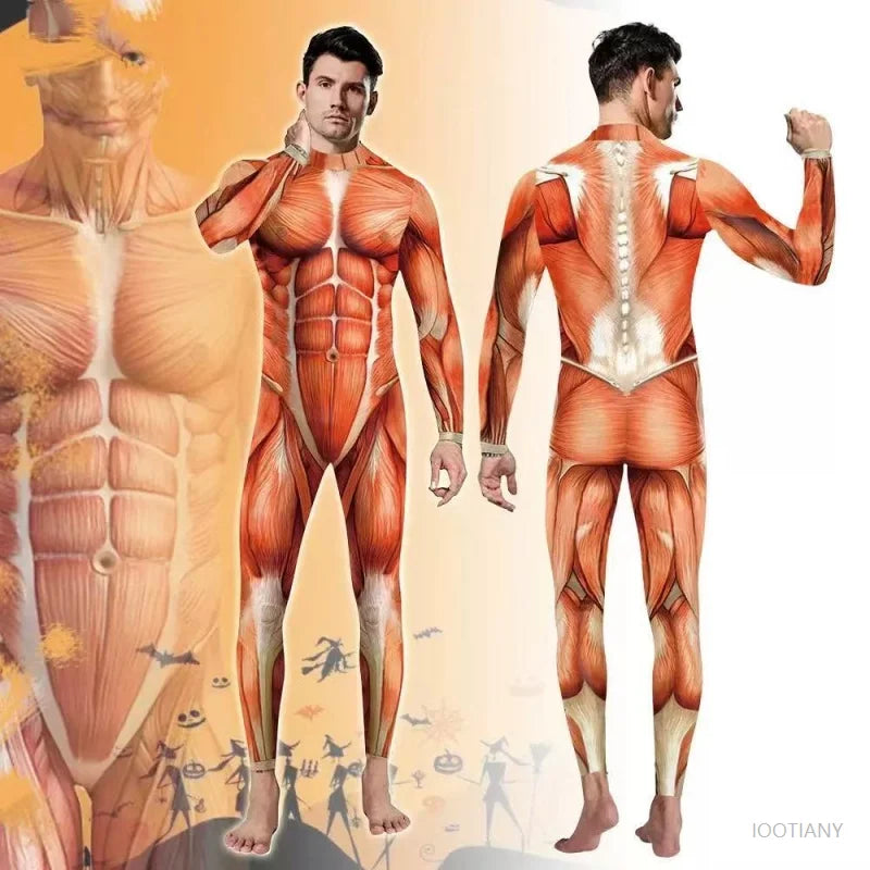 Men's Mechanical Muscle Zentai Bodysuit | Punk Cosplay Costume Cosplay Bodysuit Babs