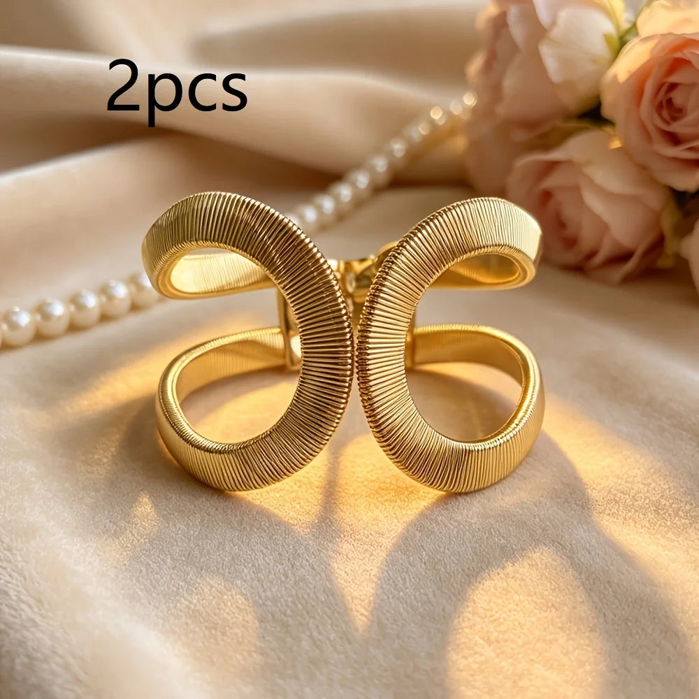 2pcs Metal Curtain Tiebacks – Modern Geometric Buckles Curtain Tiebacks Babs golden