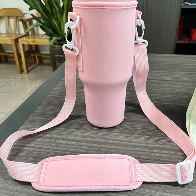 Water Bottle Crossbody Bag 30/40 Oz – Insulated Shoulder Strap Water Bottle Carrier Bag Babs Pink