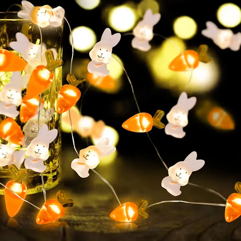 2M 20 LED Easter Fairy Light Garland – Bunny, Egg & Carrot Easter Fairy Lights Babs
