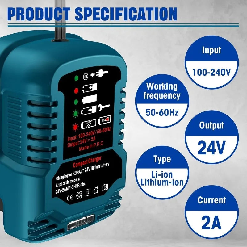 Mini Rapid Charger for Kobalt 24V Lithium Battery KB624-03 Power Tool Charger Babs