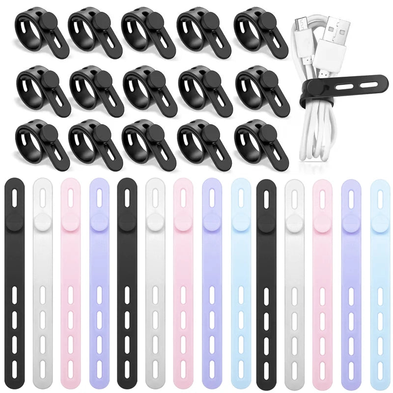 10pcs Reusable Silicone Cable Ties – Adjustable Cord Organizer Cable Organizer Ties Babs
