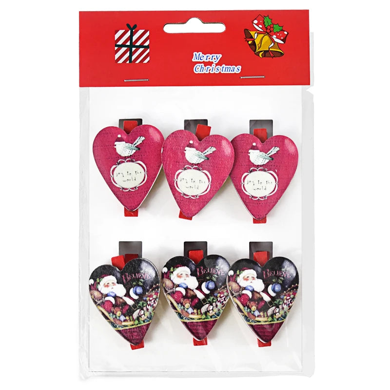 6pcs Christmas Wooden Clips – Xmas Photo Wall DIY Décor Set Christmas Wooden Clips Babs E