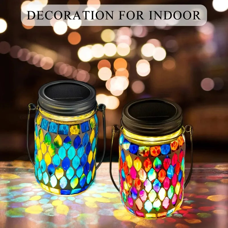 Solar Mosaic Hanging Lamp – Waterproof Glass Outdoor Light Solar Hanging Lantern Babs