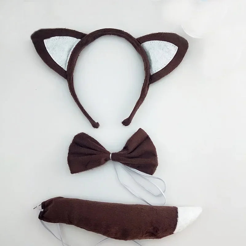 Animal Ear Headband Bow Tie Costume Set – Party & Cosplay