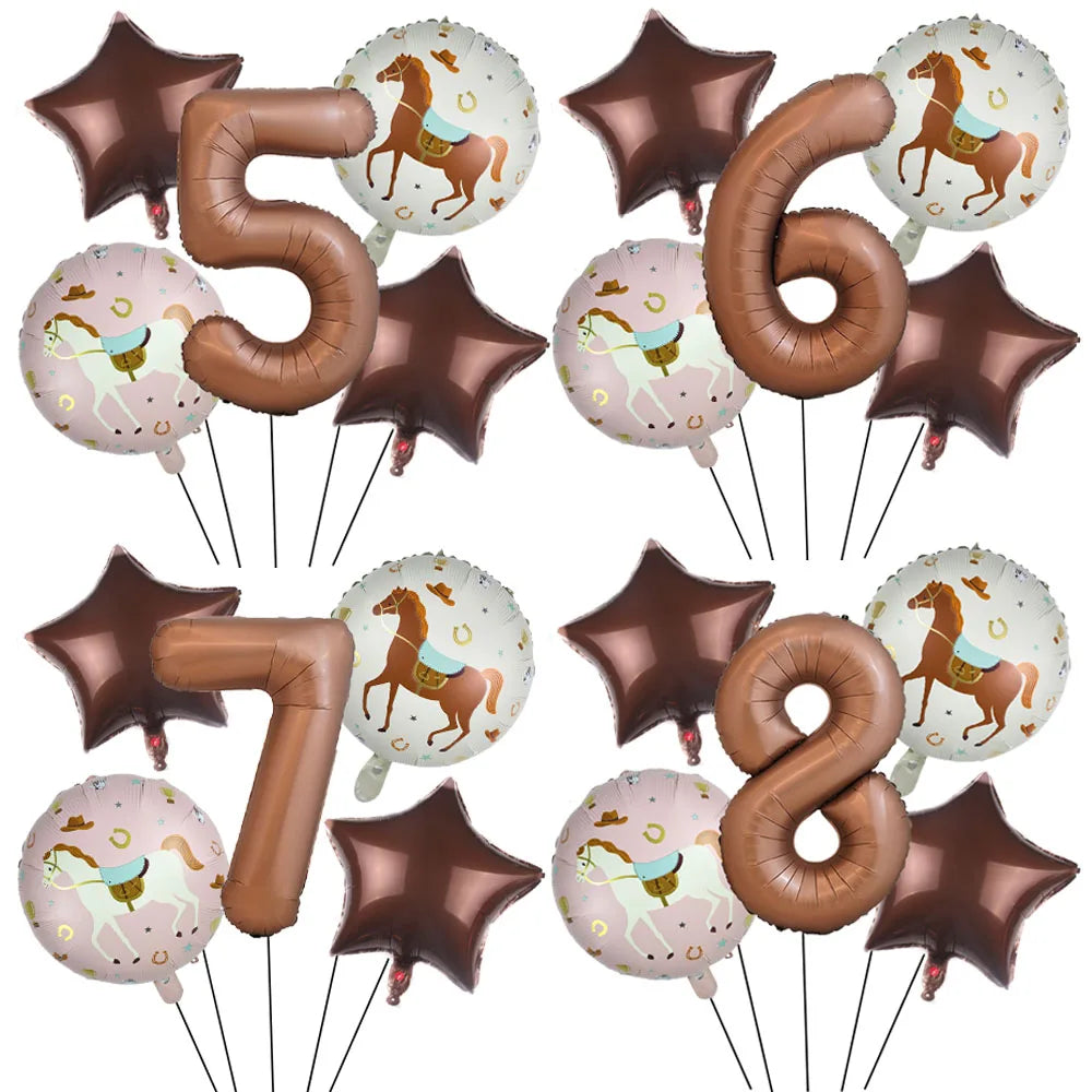 5pc Western Cowboy Horse Foil Balloon Set – Party Decor Party Foil Balloons Babs