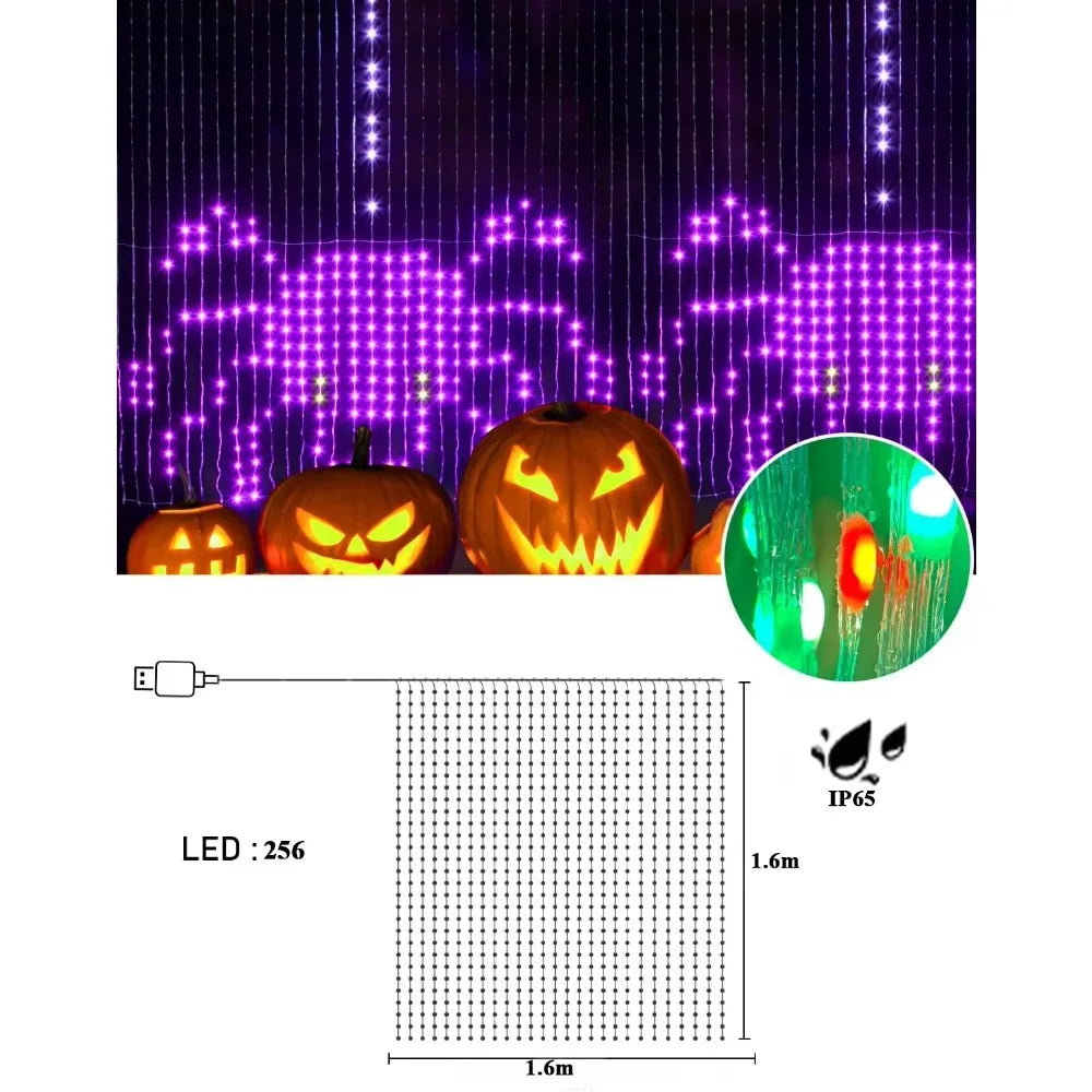 RGB Smart Curtain LED Lights – Bluetooth App, USB, DIY Colors LED Curtain String Lights Babs USB-1.6x1.6m 256LEDs USB