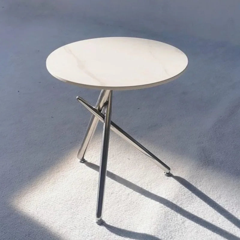 Modern Round Side Table – Stainless Steel & Rock Slab Top Round Side Table Babs
