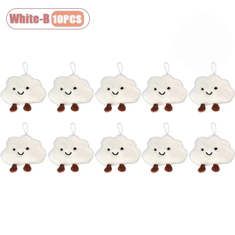 Cute Cloud Plush Brooch Keychain Bag Charm Pendant 1-20 PCS Plush Bag Charm Babs White-B-10PCS