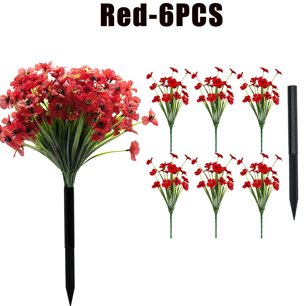 UV Resistant Artificial Violet Flowers – Garden & Wedding Décor Artificial Flower Shrubs Babs Red-6PCS