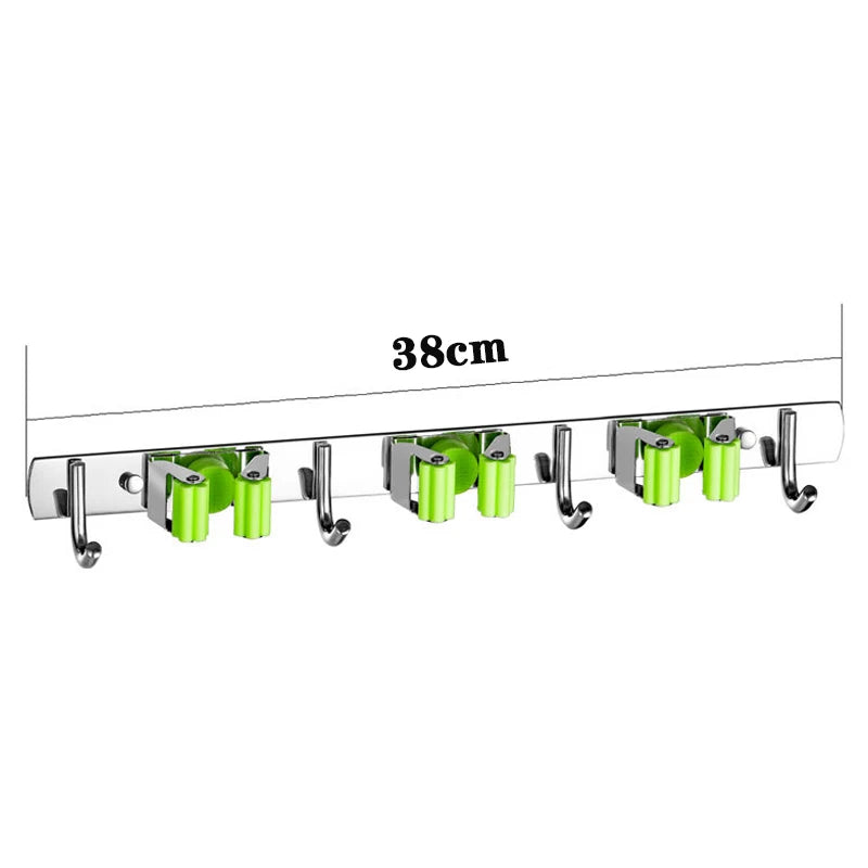 304 Stainless Steel Wall Mount Mop & Broom Holder Rack Wall Mount Tool Rack Babs Green-D
