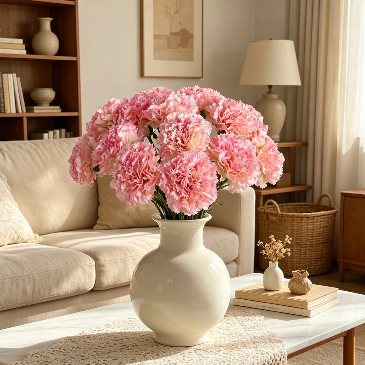Silk Carnation Artificial Flowers Single Stem | 4 or 8 PCS Artificial Flower Stems Babs