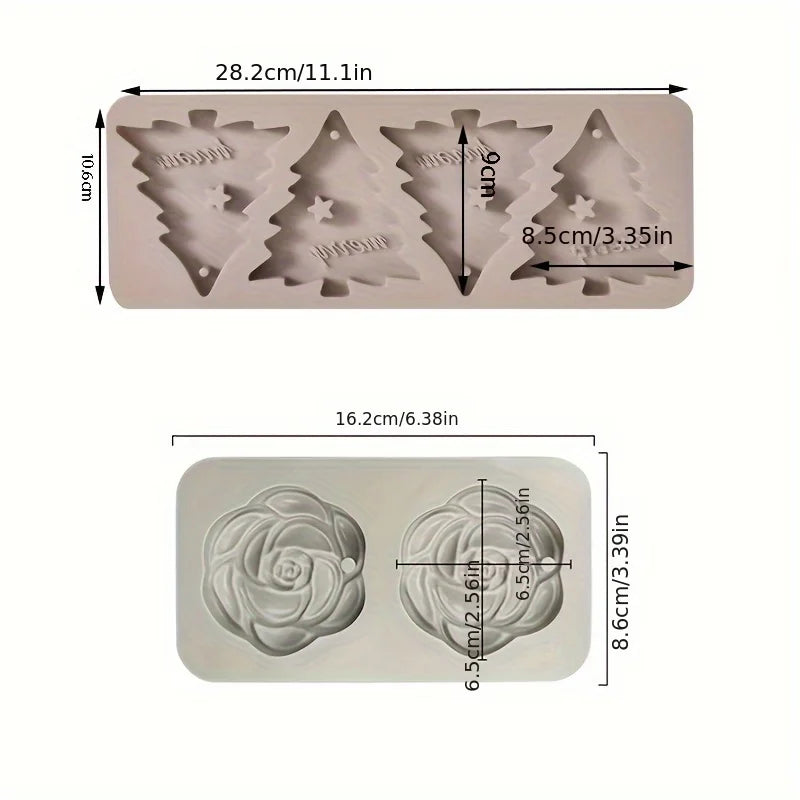Christmas Tree Aromatherapy Wax Tablet & Plaster Mold Craft Silicone Mold Babs