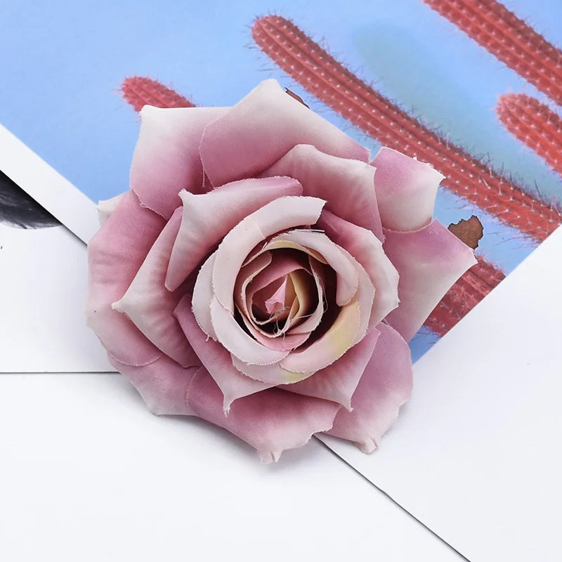 Silk Rose Artificial Flowers 5/10 Pcs – Wedding & Home Décor Artificial Silk Flowers Babs color 7 5 Pieces