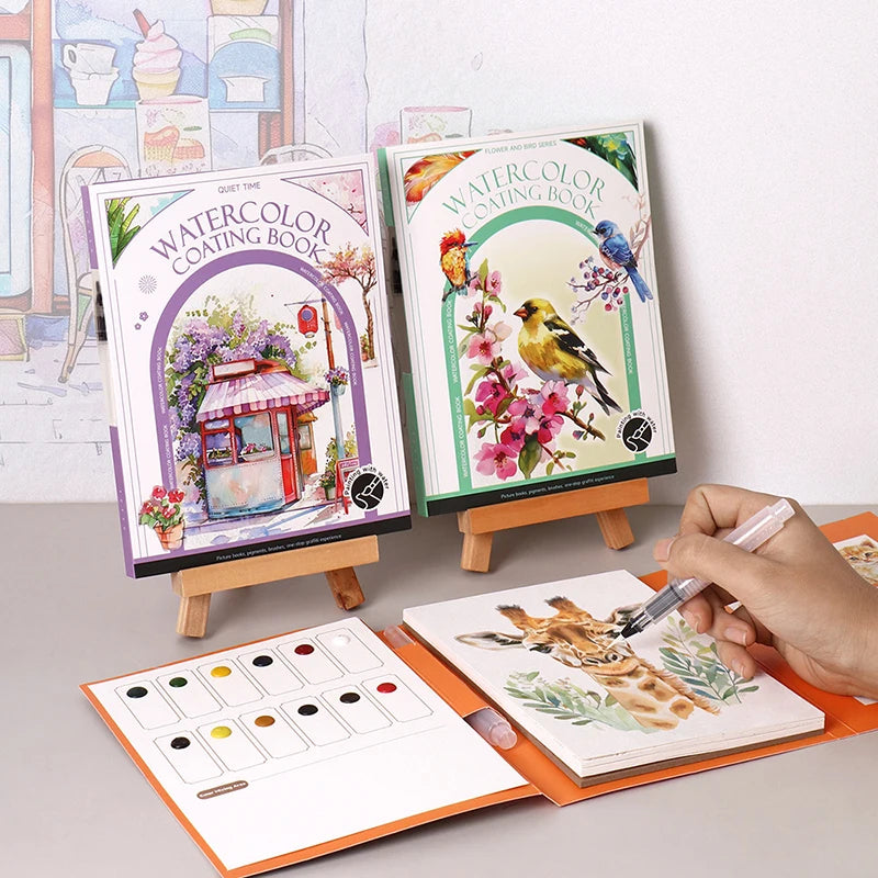 Watercolor Painting Set – 12-Color Paint & Kids Coloring Book Watercolor Art Kit Babs