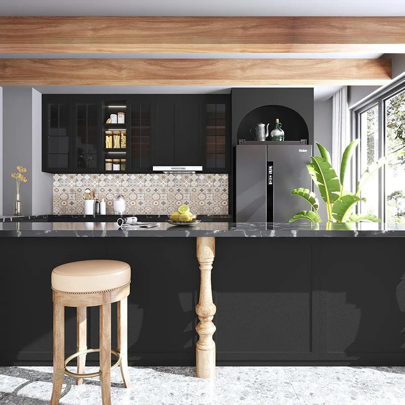40cm Peel & Stick Waterproof Wallpaper | PVC Self-Adhesive Peel & Stick Wallpaper Babs black 40cmX10m