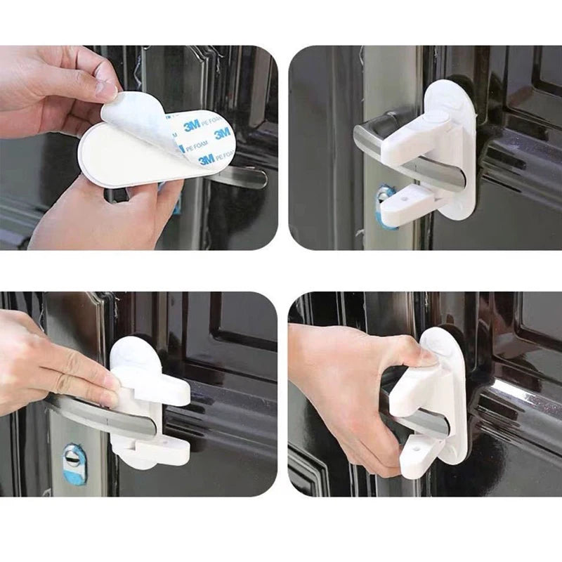Door Lever Lock Child Safety Latch – No-Drill 1-4 Pack Child Safety Latch Babs