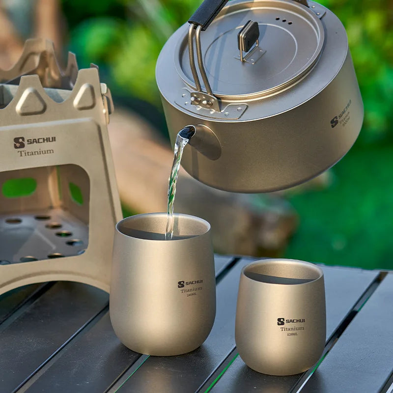 Double Wall Pure Titanium Cup – Ultralight Camping Mug Titanium Camping Cup Babs
