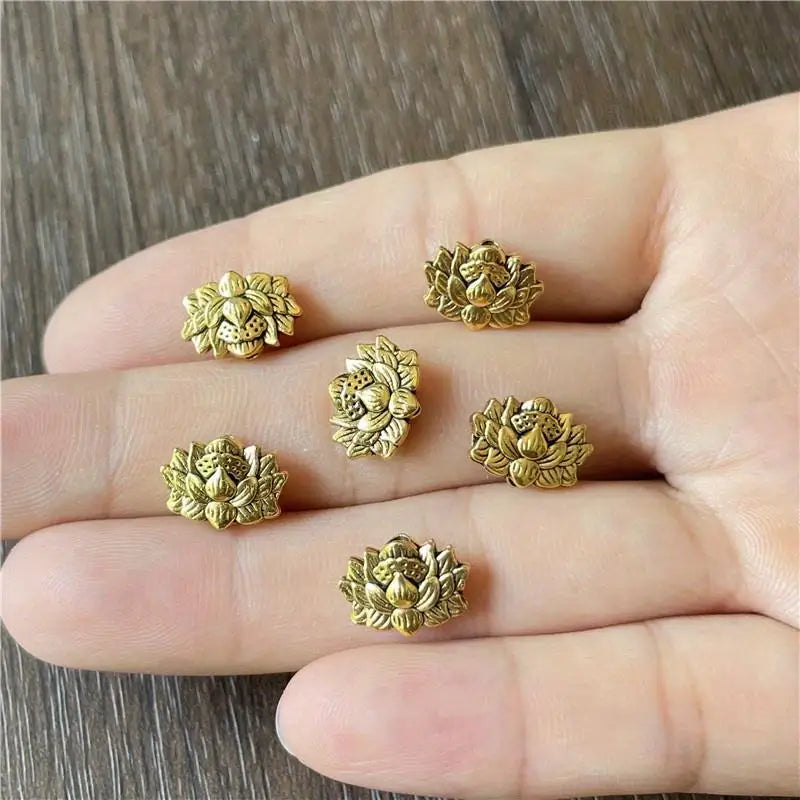 50pcs Lotus Flower Spacer Beads – Zinc Alloy Jewelry Making Jewelry Spacer Beads Babs Golden-50pcs