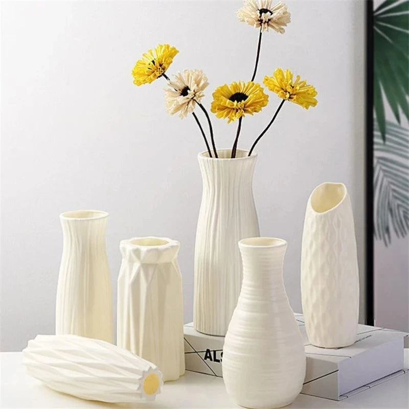 Modern Nordic Plastic Flower Vase – Tabletop Bouquet Pot Decorative Flower Vase Babs