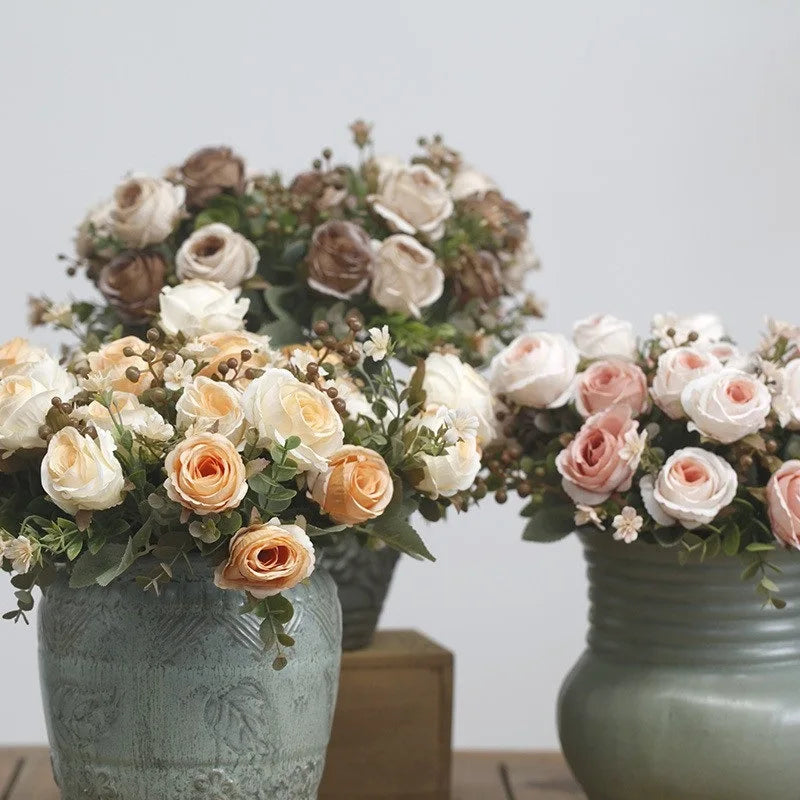 Silk Rose Artificial Flower Bouquet – Wedding & Home Decor Artificial Flower Bouquet Babs