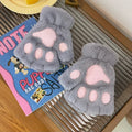 Plush Cat Paw Mittens – Soft Fluffy Half Finger Gloves Plush Fingerless Gloves Babs G