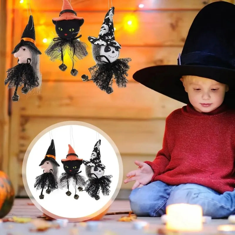 Halloween Gnome Hanging Ornaments – Set of 4 Spooky Characters Halloween Hanging Ornament Babs
