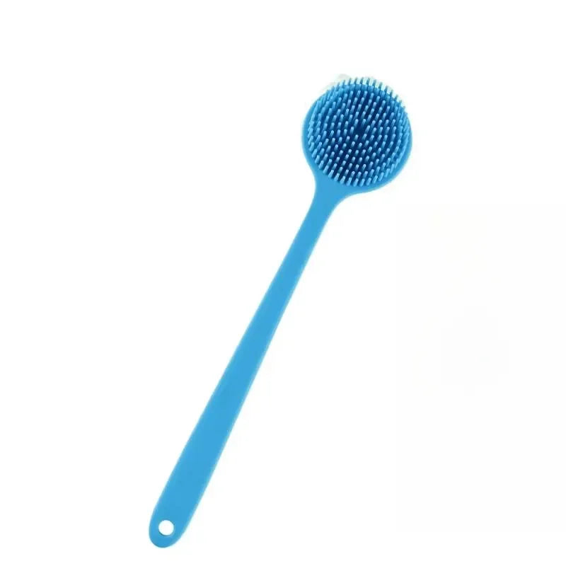 Silicone Bath Brush Long Handle Double-Sided Back Scrubber Bath Scrub Brush Babs Blue