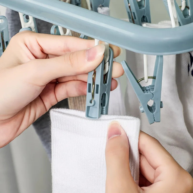 32-Clip Windproof Folding Laundry Drying Hanger | Space Saver Laundry Drying Hanger Babs