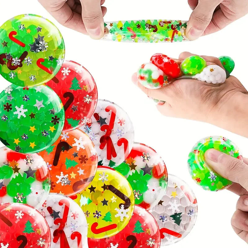 Christmas Glitter Squeeze Balls – Sensory Toy Party Fillers Squeeze Sensory Toy Babs