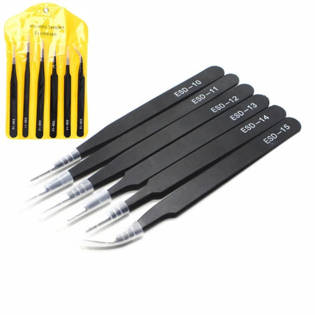 6-Piece ESD Anti-Static Precision Tweezers Set – Electronics & Jewelry Precision Tweezers Set Babs