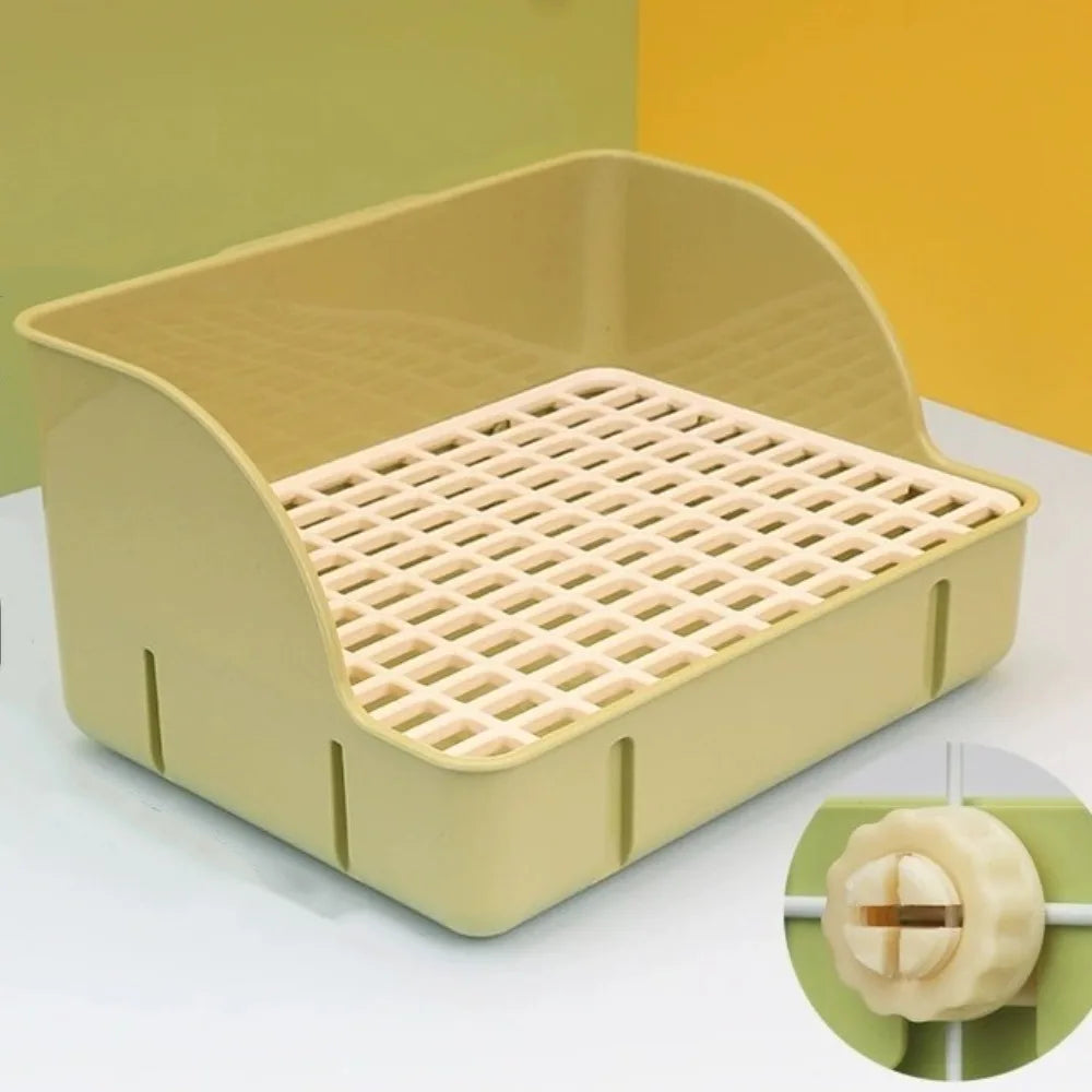 Rabbit Corner Litter Box – Anti-Splash Detachable Grid Potty Small Animal Litter Box Babs Green Plastic Mesh