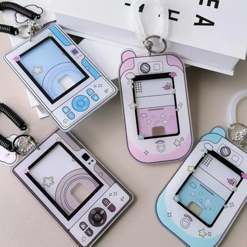 Camera-Shaped Acrylic Photocard Holder with Coil Lanyard Photocard Holder Babs