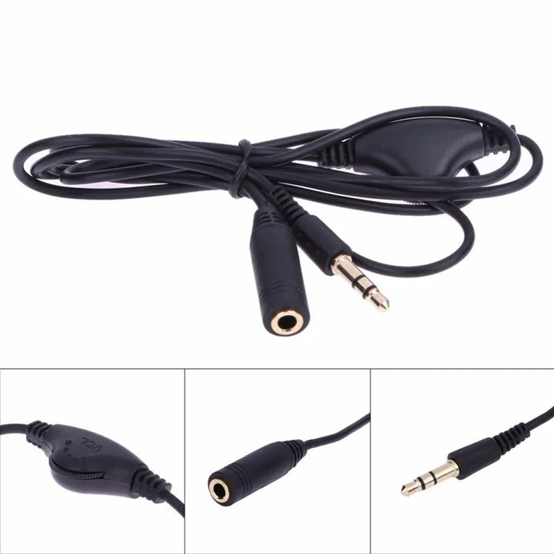 3.5mm Audio Extension Cable with Inline Volume Control – 100cm Audio Extension Cable Babs
