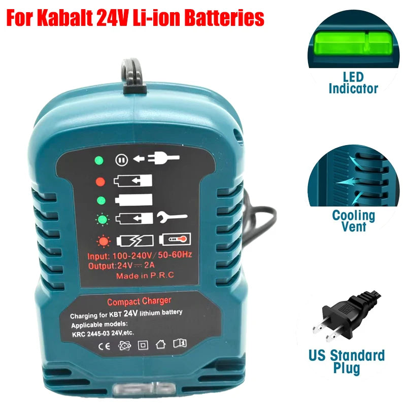 Mini Rapid Charger for Kobalt 24V Lithium Battery KB624-03 Power Tool Charger Babs