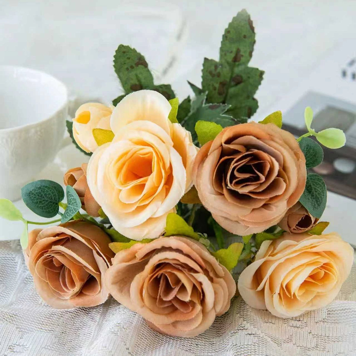 Silk Peony Hydrangea Artificial Flower Bouquet – Wedding & Home Artificial Flower Bouquet Babs Champagne 1pc