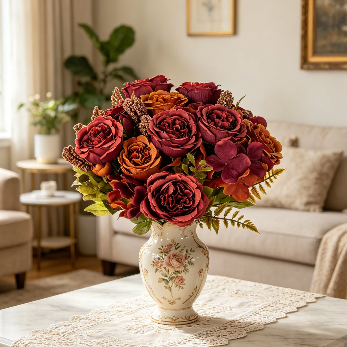 Silk Peony Hydrangea Artificial Flowers for Wedding & Home Decor Artificial Flower Bouquet Babs