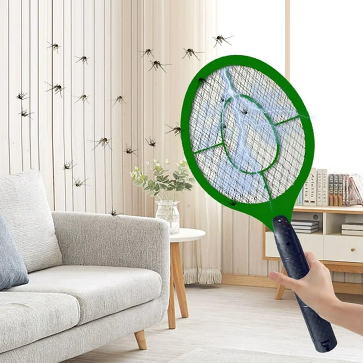 2-in-1 Electric Fly Swatter Mosquito Killer Racket Indoor/Outdoor Electric Insect Racket Babs