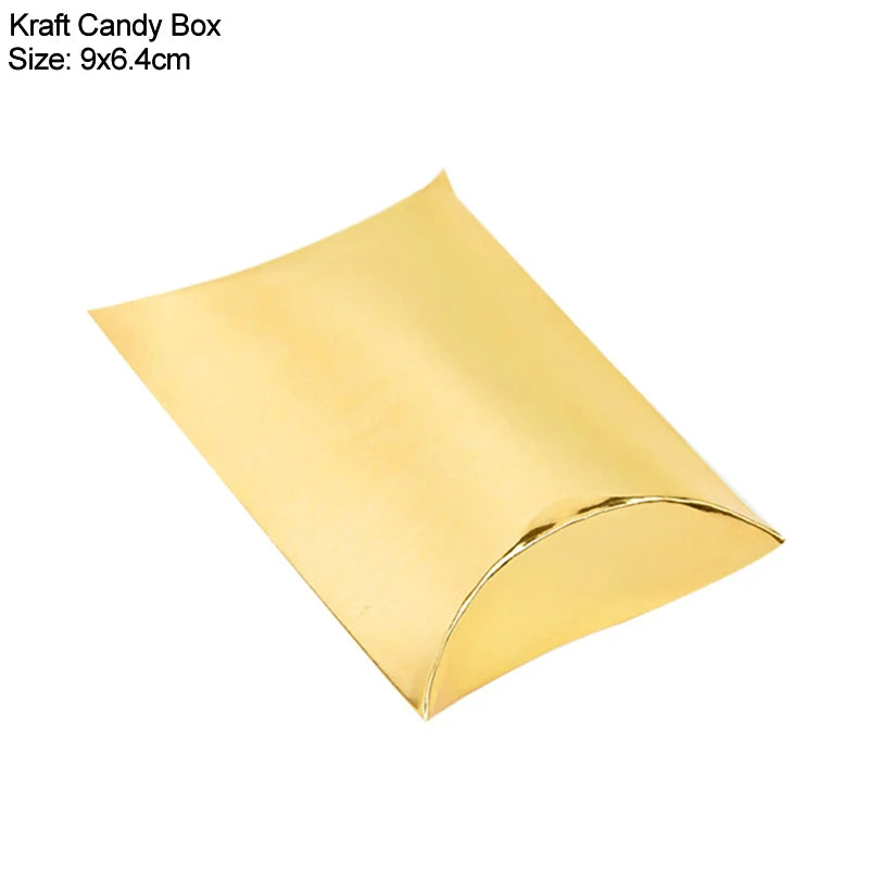 Pillow Candy Gift Boxes Kraft Paper Party Favors 10/20/30 Pcs Gift Packaging Boxes Babs Style9-gold 10pcs
