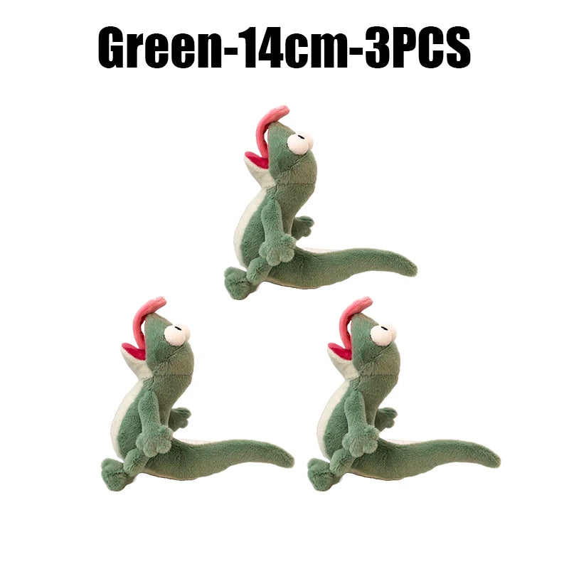 Sound-Making Lizard Plush Keychain – Magnetic Tongue Toy Gift Plush Keychain Toy Babs Green 3PCS