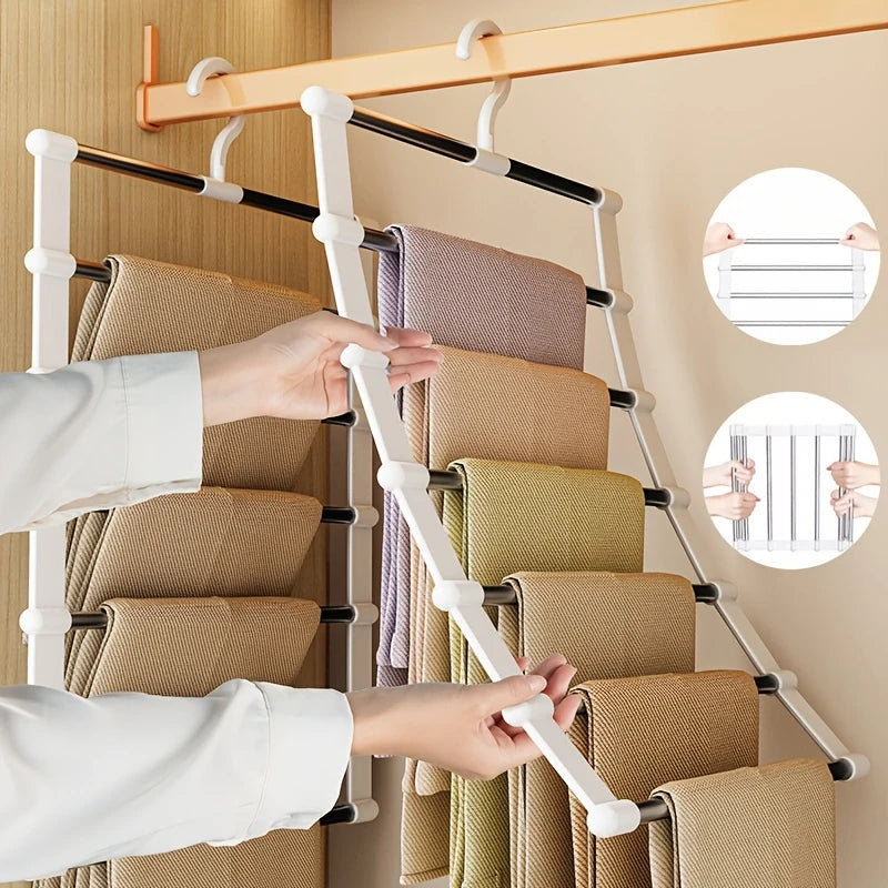 Multi-Layer Foldable Pants Hanger – Non-Slip Trouser Rack Pants Hanger Rack Babs
