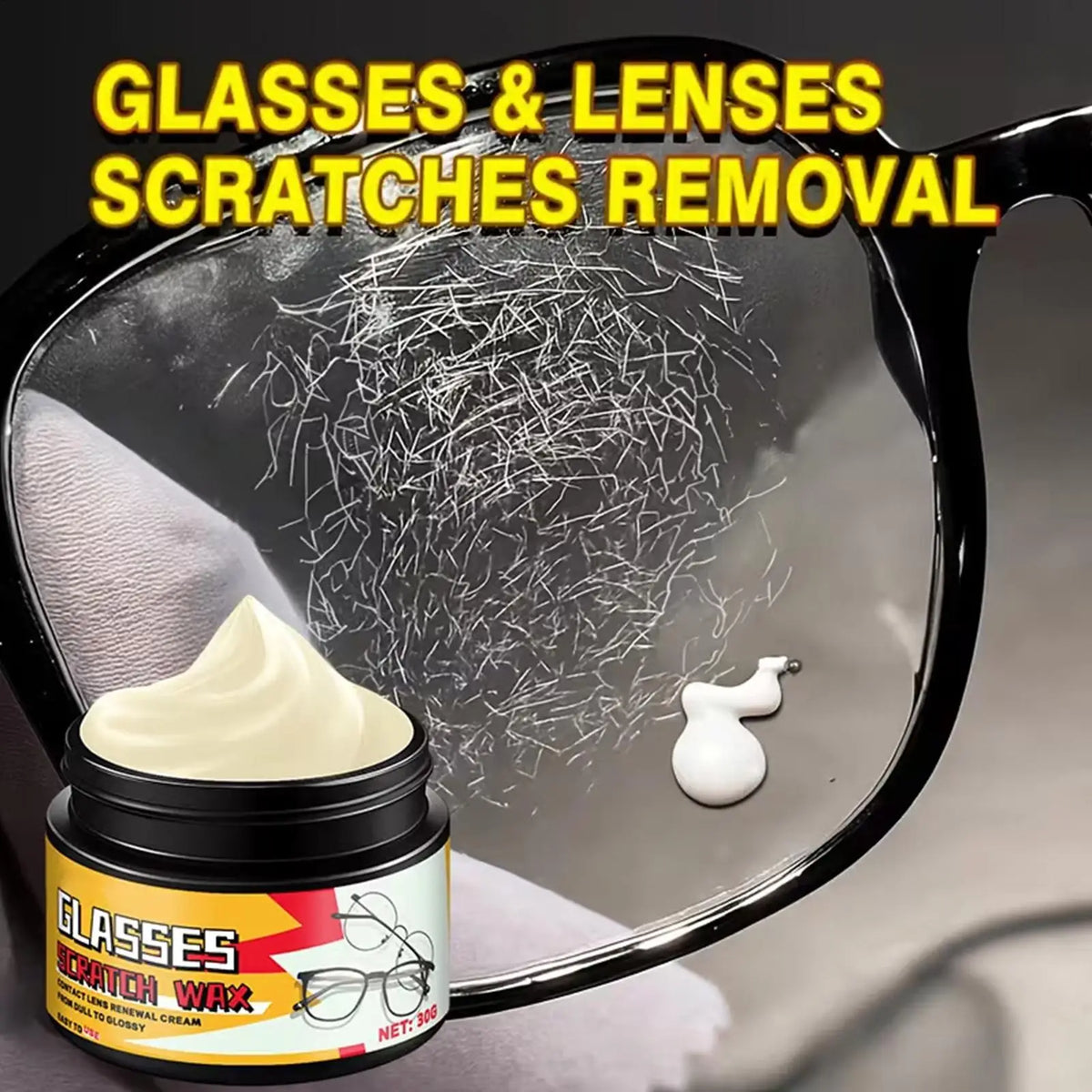 Glasses Scratch Remover Polish 30g + Sponge – Lens & Screen Lens Polish Kit Babs